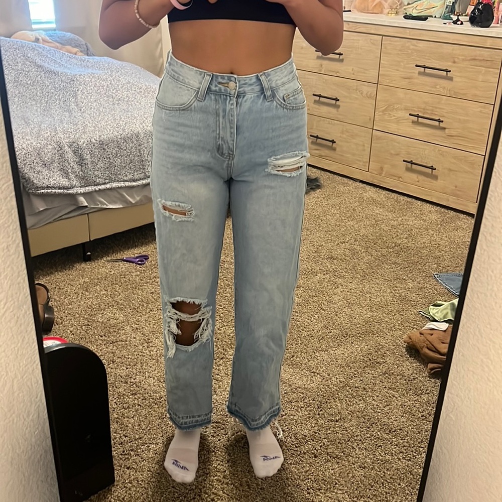 Shein jean ripped baggy size 2 xs petite
